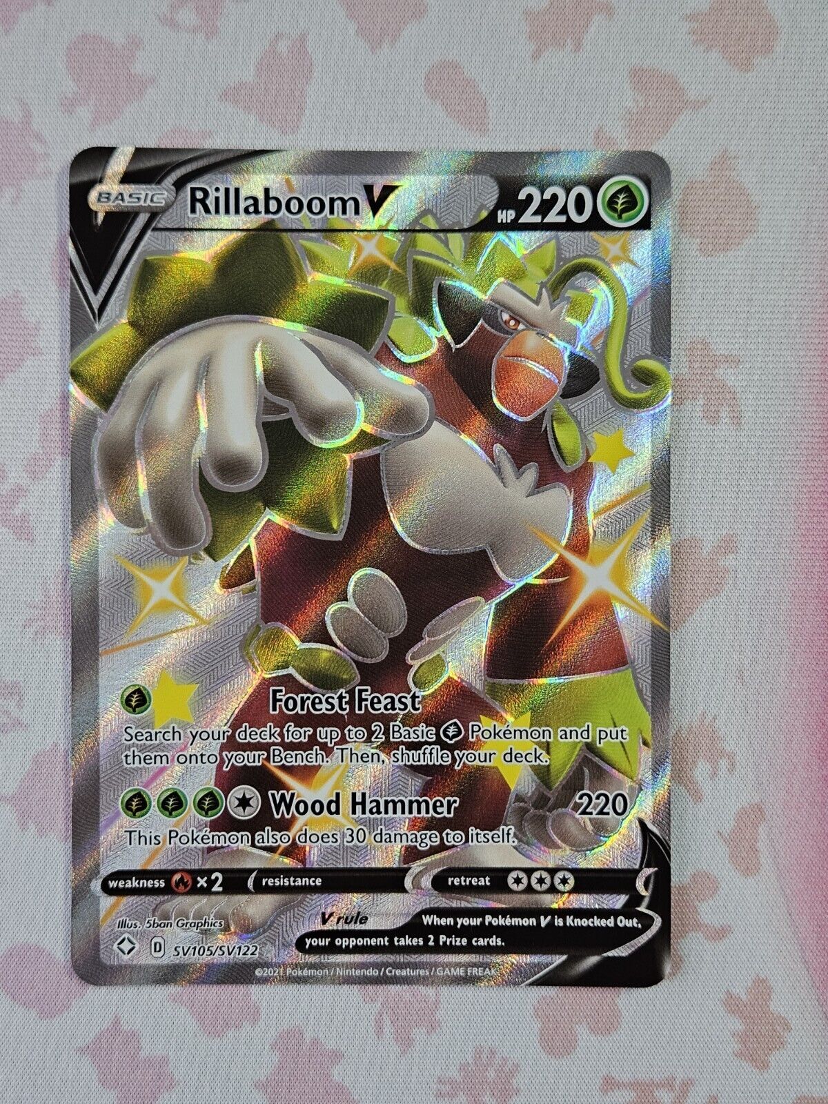 Pokémon TCG Rillaboom V Shining Fates SV105/SV122 Holo Shiny Holo Rare
