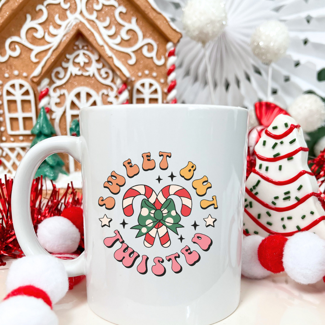 Sweet But Twisted Candy Cane Holiday Mug for Christmas Porcelain 11 0z Mug