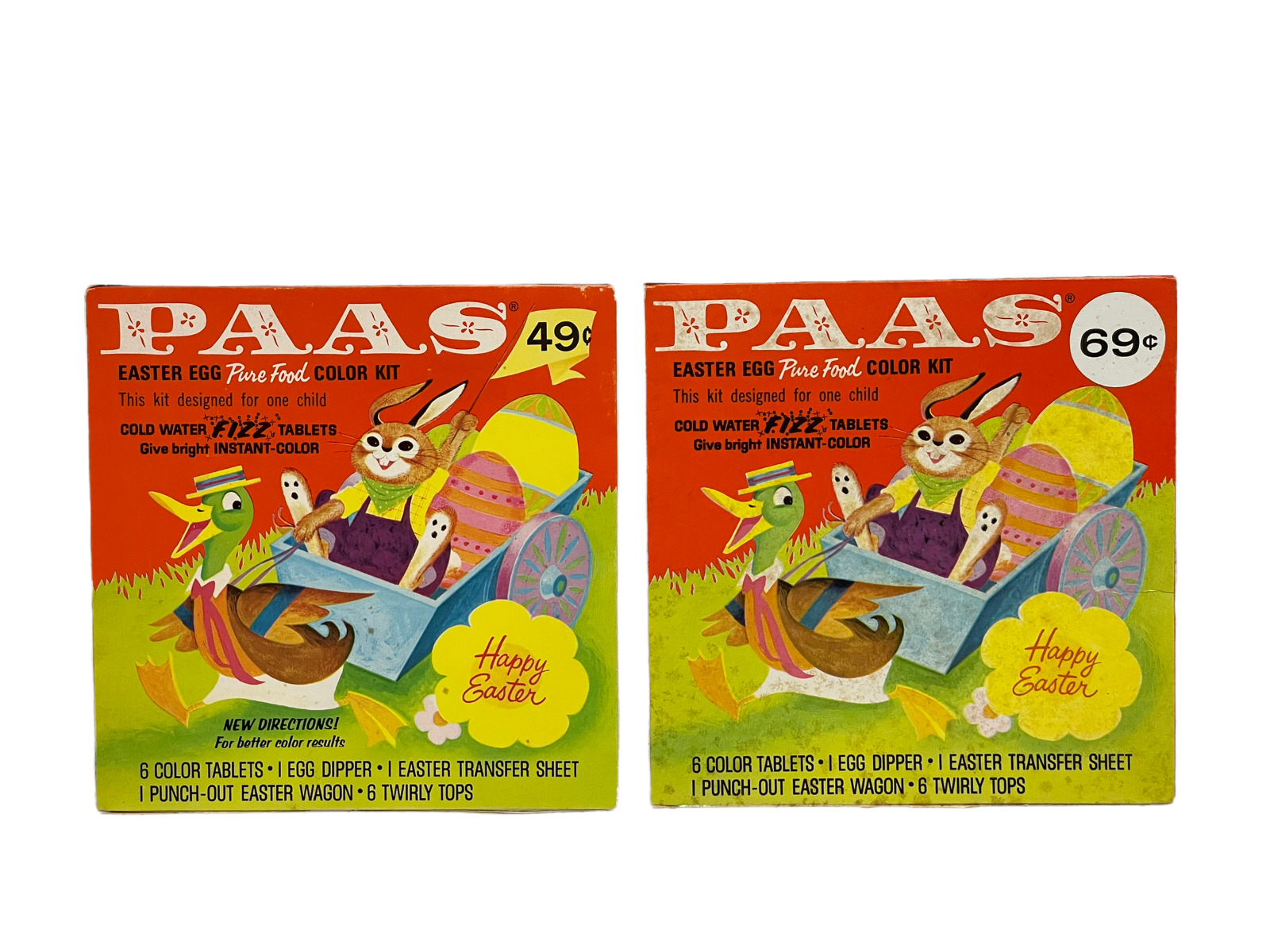 (2) Vintage PAAS Easter Egg Pure Food Color Kits Fizz Tablets Unused