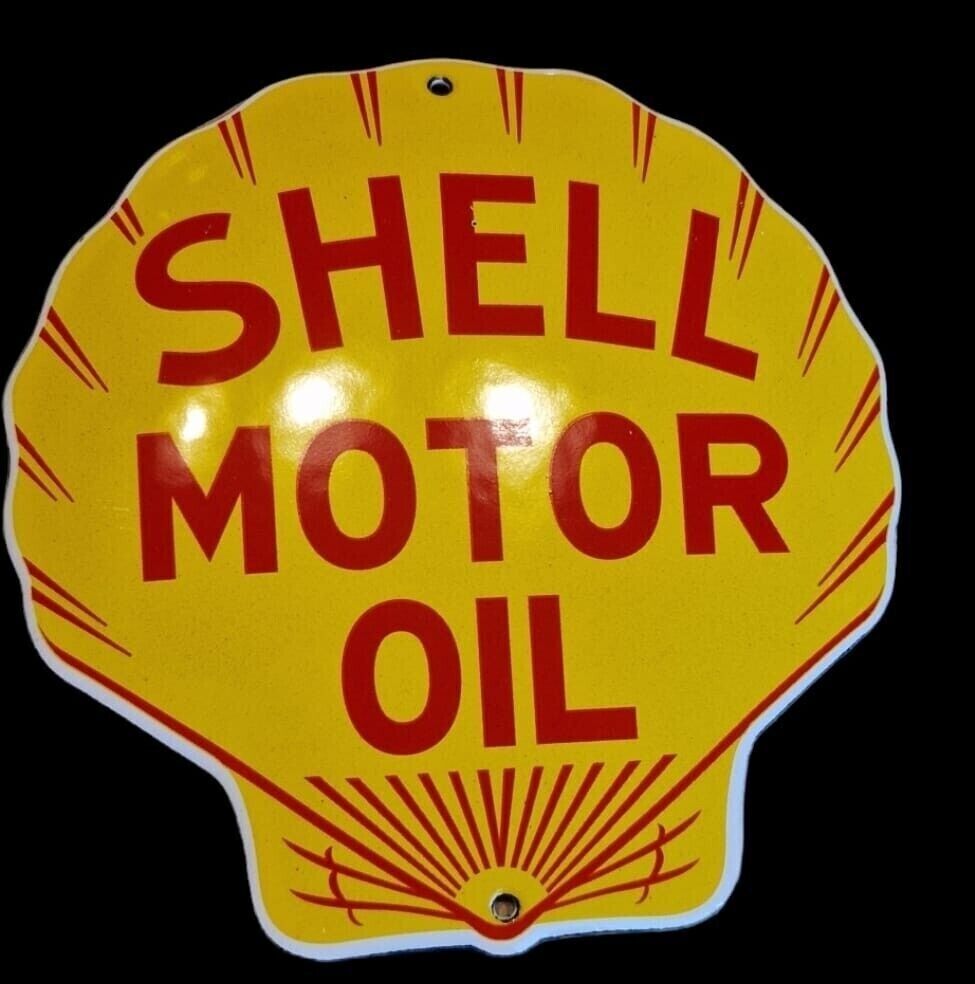 PORCELIAN SHELL MOTOR OIL ENAMEL SIGN SIZE 30X30 INCHES