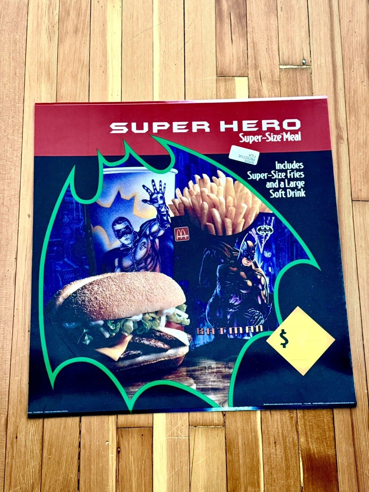 McDonald’s Batman Forever 1995 Batman Translite 22” Sign Happy Meal UNUSED 90’s