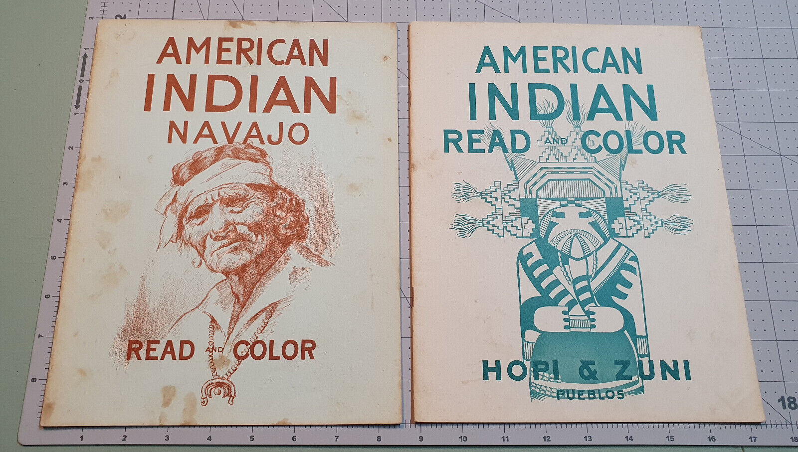 1948 Native American Indian Read and Coloring Books Hopi Zuni Pueblos Navajo 722