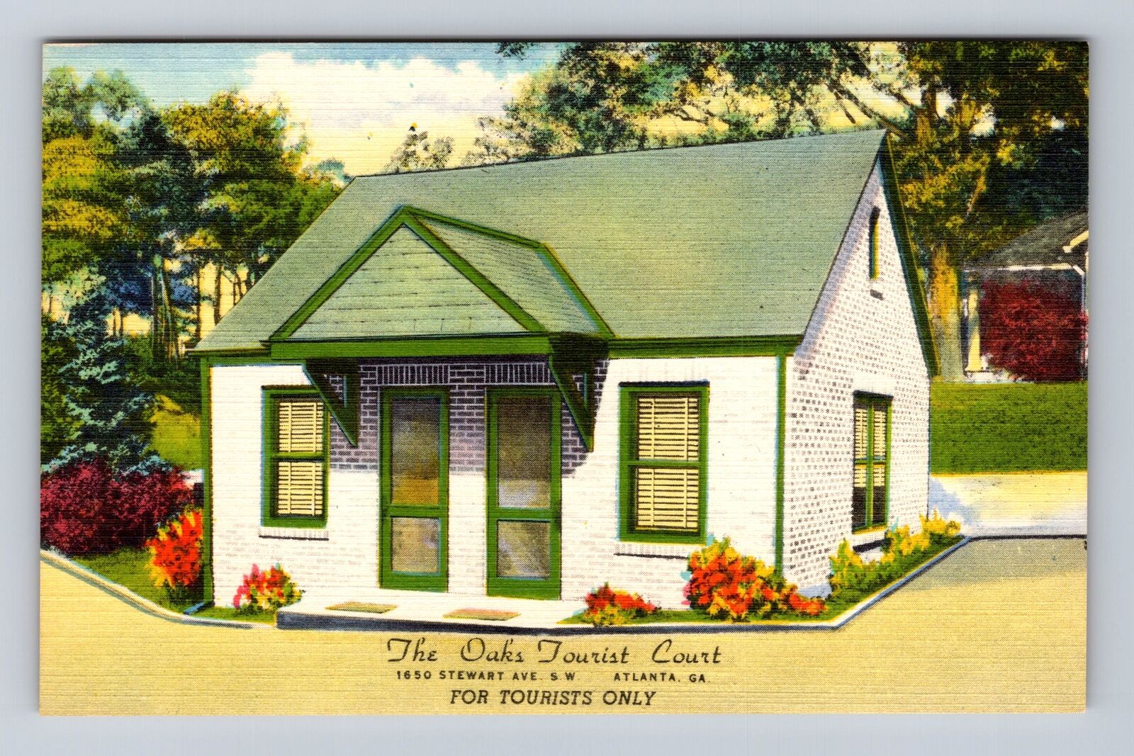 Atlanta GA-Georgia, The Oaks Tourist Court, Advertisement, Vintage Postcard