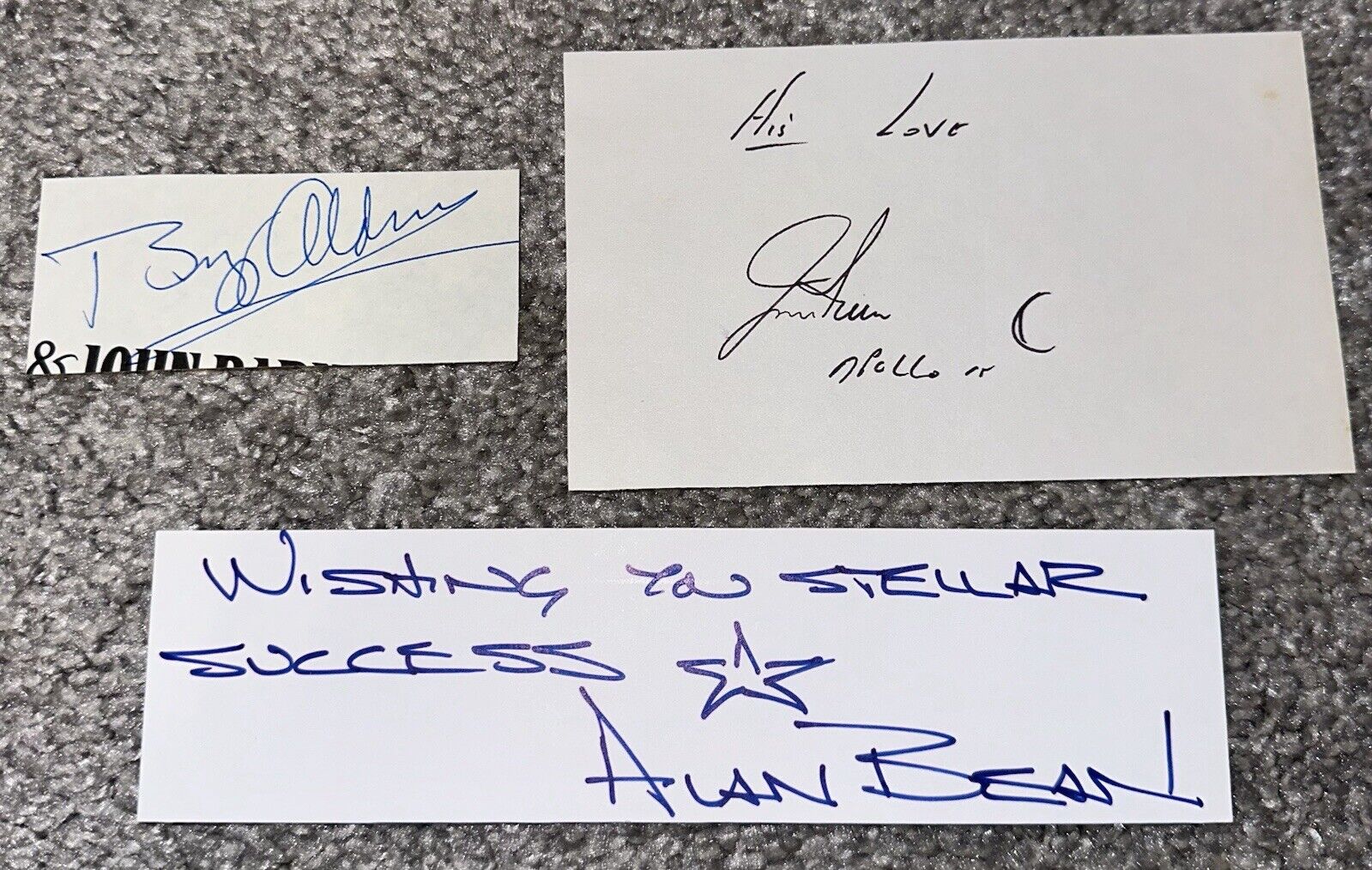 Lot of NASA Apollo astronaut Moonwalker signed autographs - Aldrin Bean Irwin