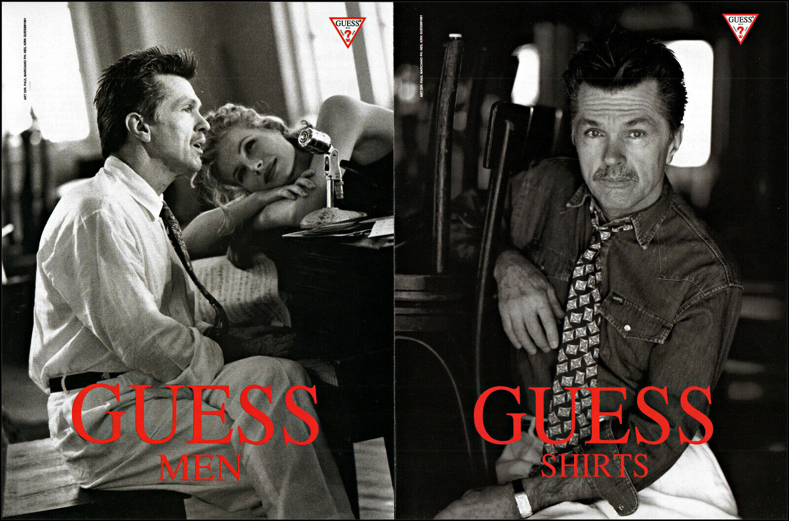 1991 Tom Skerritt & pretty woman Guess men's shirts retro photo print ad ads81