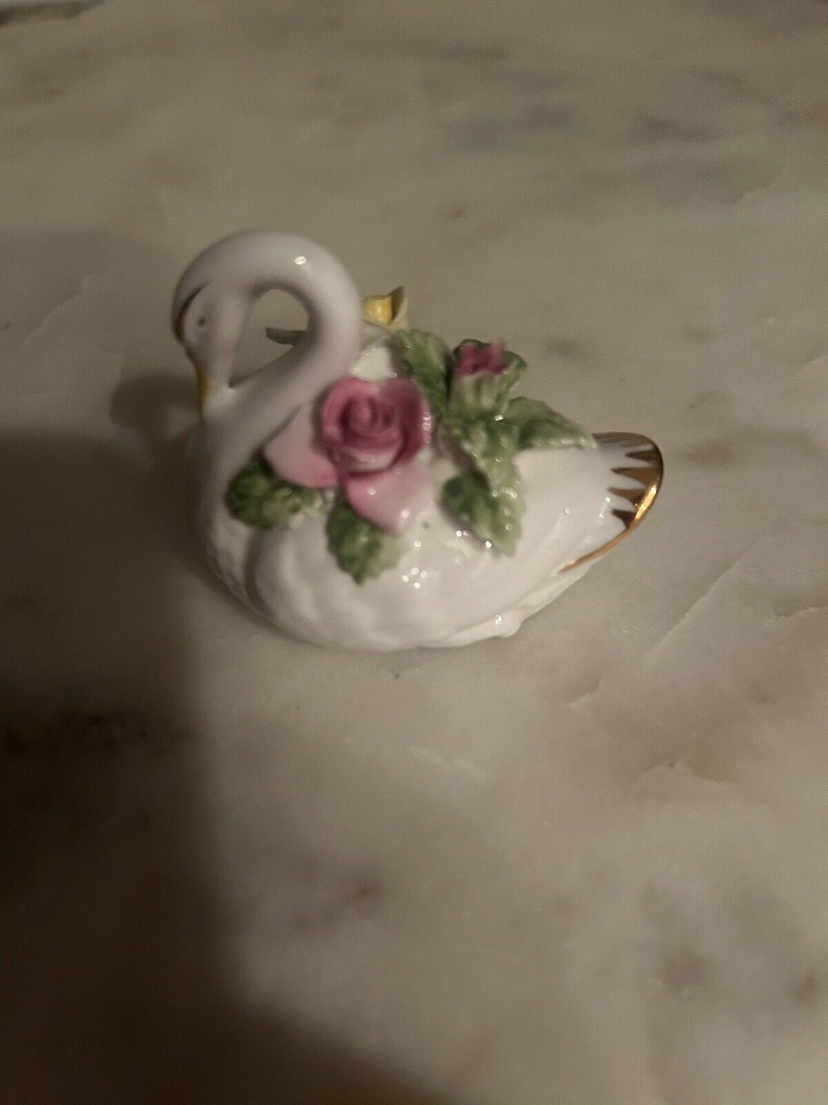 Vintage Royal Doulton Swan Figurine Flowers Bone China Made in England READ
