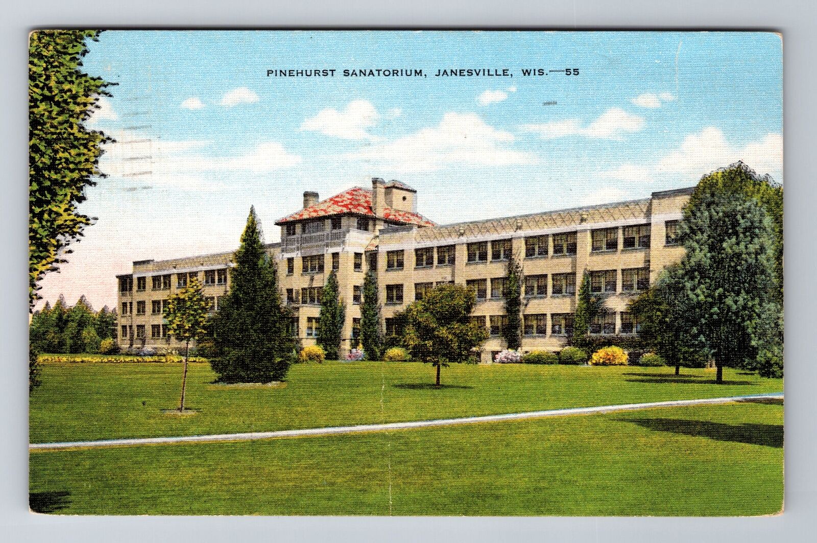 Janesville WI-Wisconsin, Pinehurst Sanatorium, Antique Vintage Souvenir Postcard