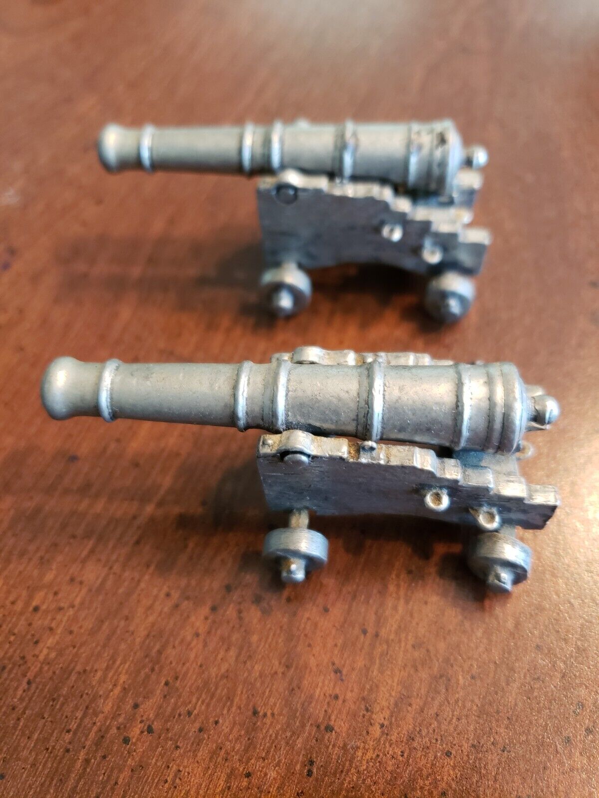 Vintage Miniature Pewter Cannons