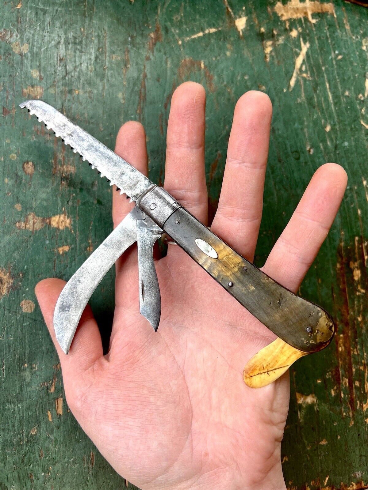 Old Antique 1800s Sheffield? French? Multi Blade Pocket Knife - Pruning Knife