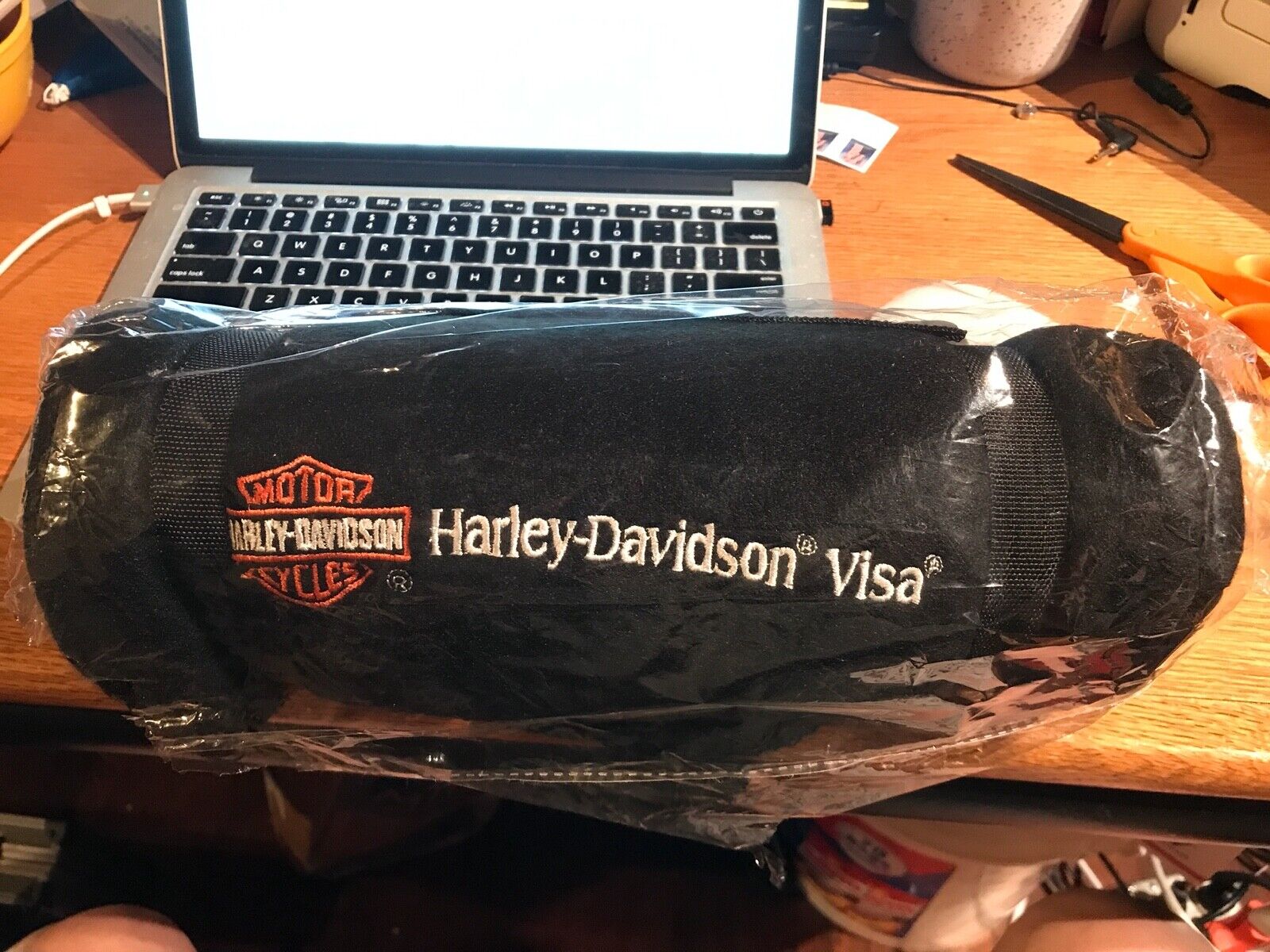 Harley-Davidson Visa Fleece Blanket Throw New In Plastic Black Promo Travel Moto