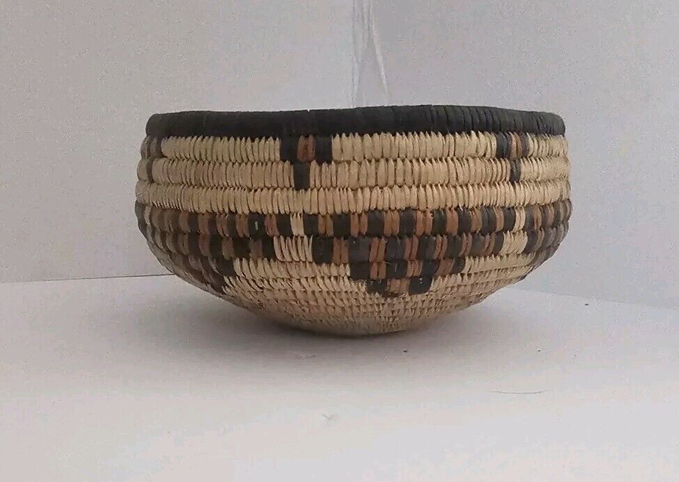 Antique Native American Woven  Coil Basket 1928 Approx