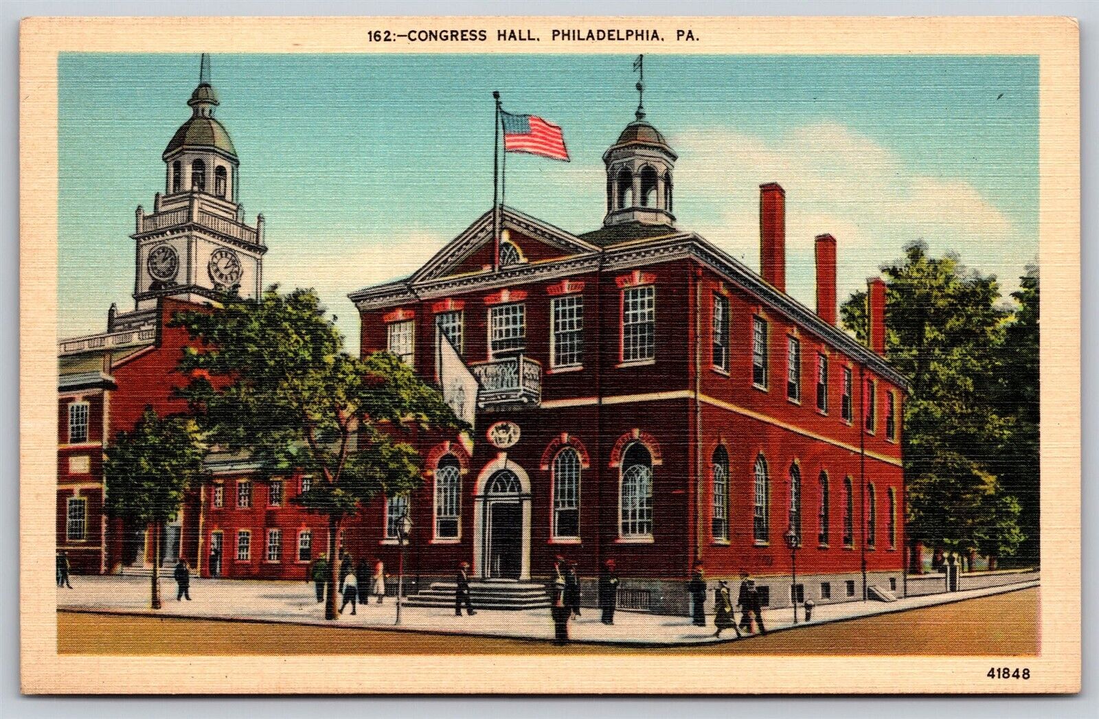 Postcard Congress Hall, Philadelphia PA linen P133
