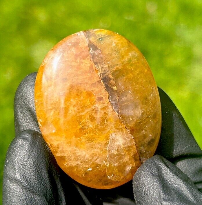 Hand Polished GOLDEN HEALER QUARTZ Crystal Palm Stone MADAGASCAR