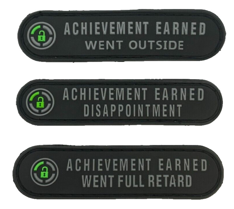Achievement Earned Humor Tactical Patches (PVC Rubber 3x1.75 Inch)