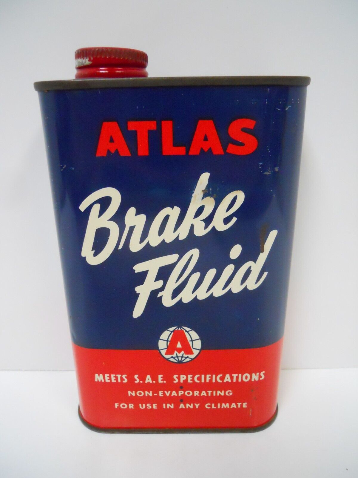 Vintage ATLAS (ESSO) Auto Brake Fluid 16oz Metal Can  Gas Station/ Garage / Shop