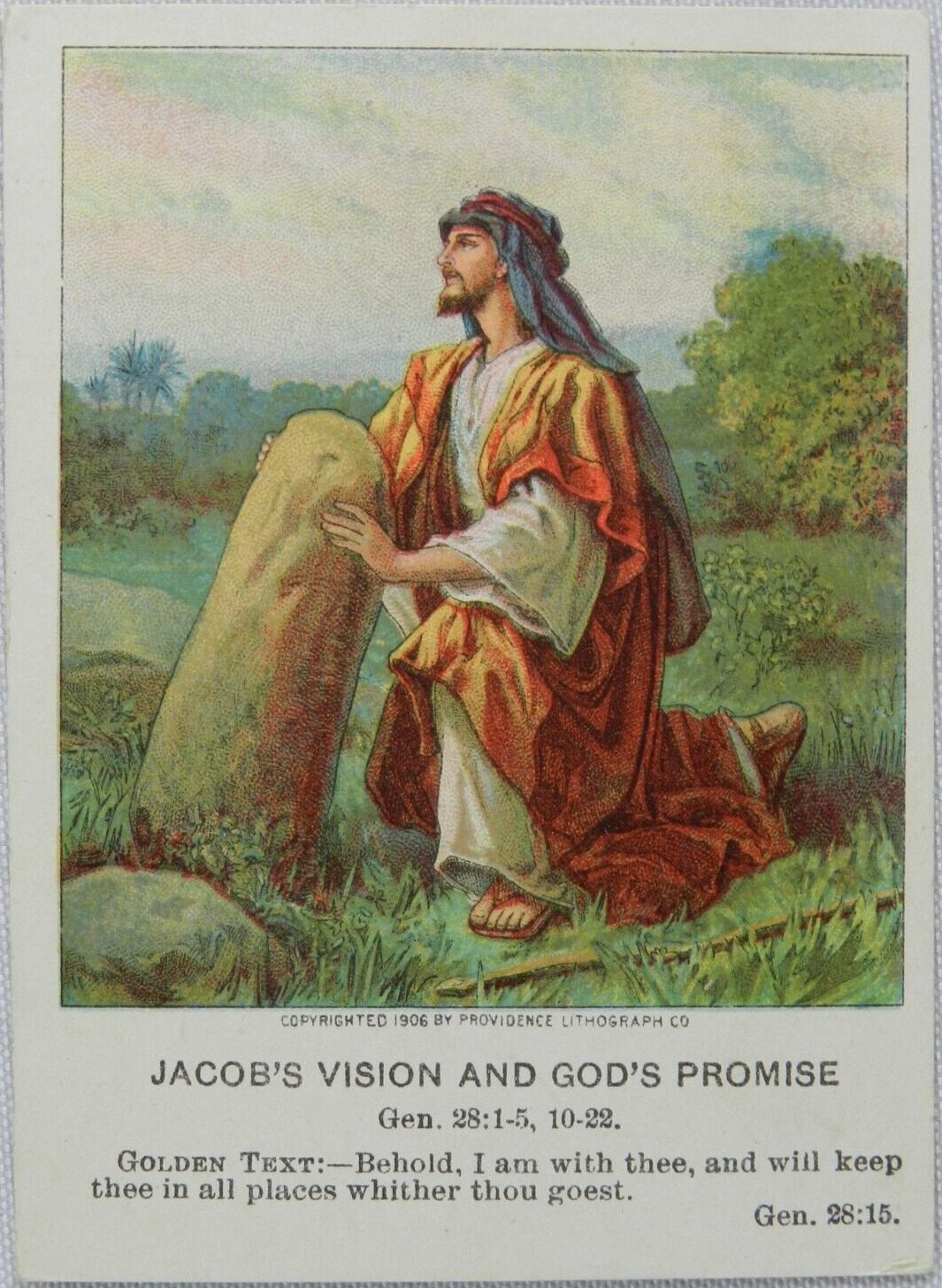 Jacob\'s Vision and God\'s Promise 1907 Picture Lesson Cards - Vintage Trade Card