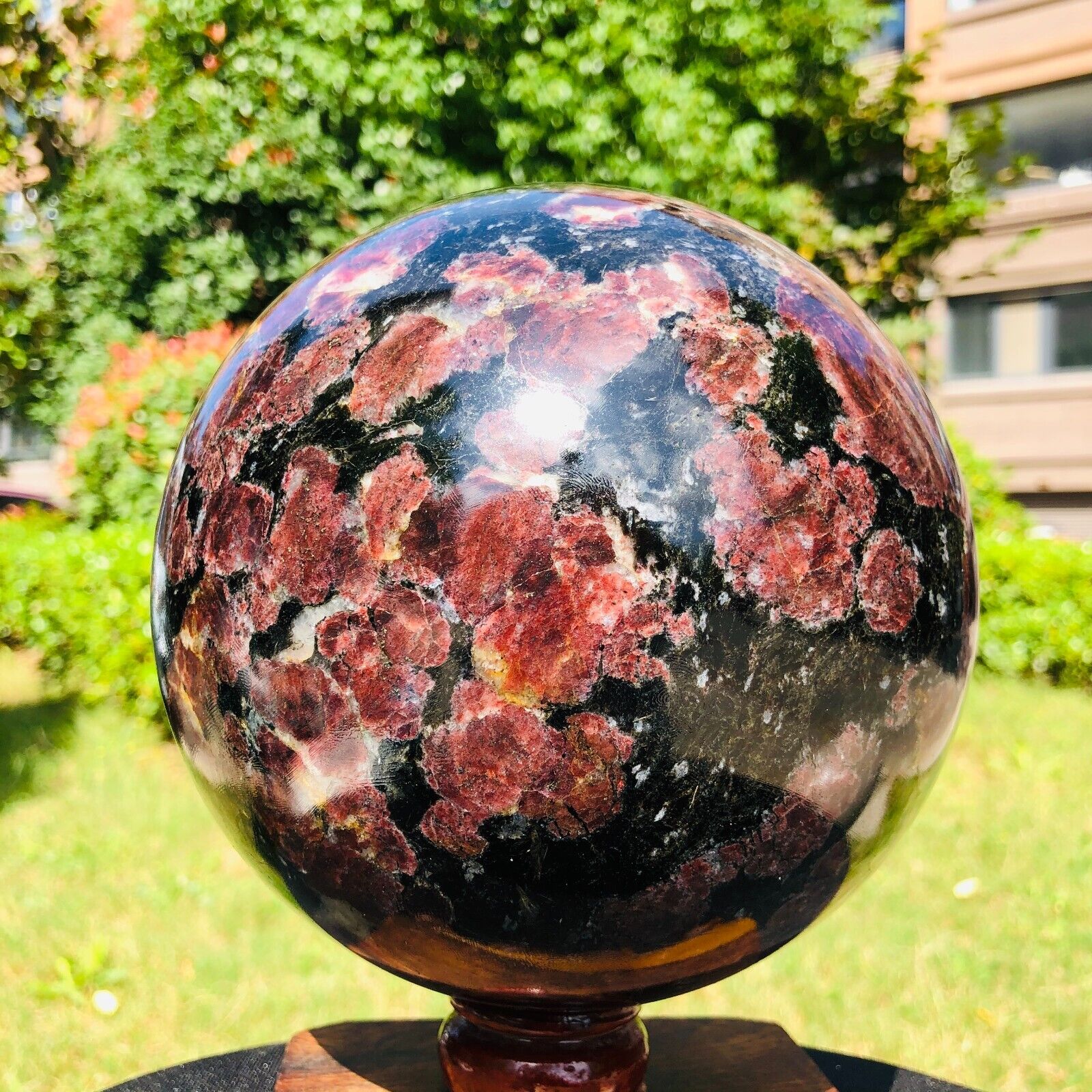14.7LB Large Natural Garnet Sphere Crystal Firework Stone Ball Reiki Healing