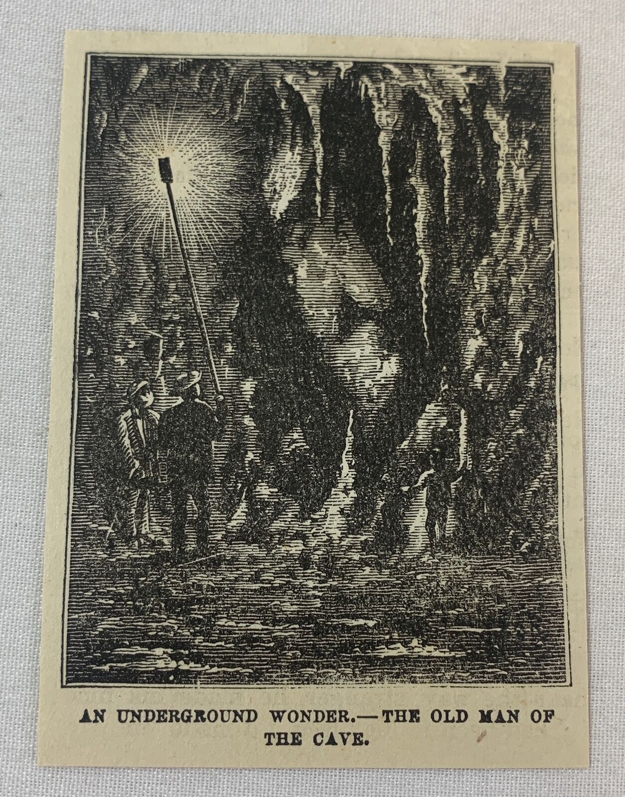1876 magazine engraving ~ OLD MAN OF CHAPEL CAVE Lewiston, PA