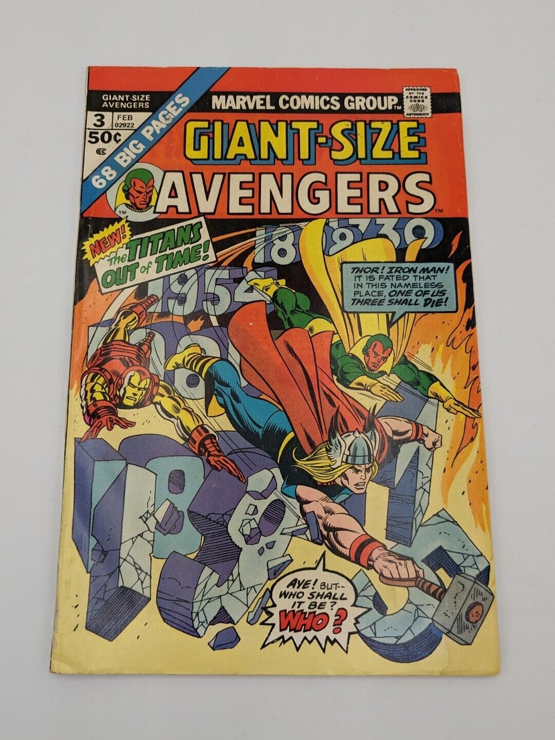 Giant Size Avengers #3 (VG/FN) Origin of Immortus MVS intact Marvel 1975