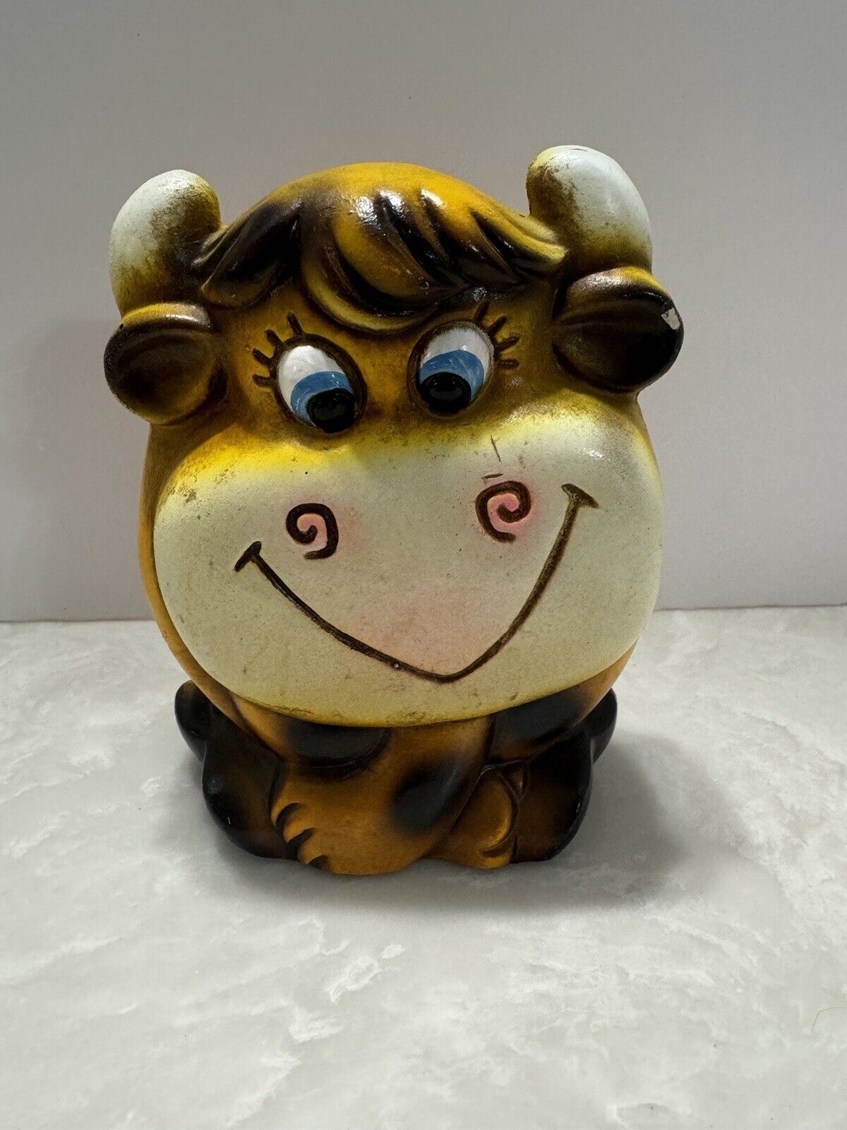 Vintage Enesco Coin Bank Happy Cow Bull Piggy Bank Ceramic 1960s? Without Plug