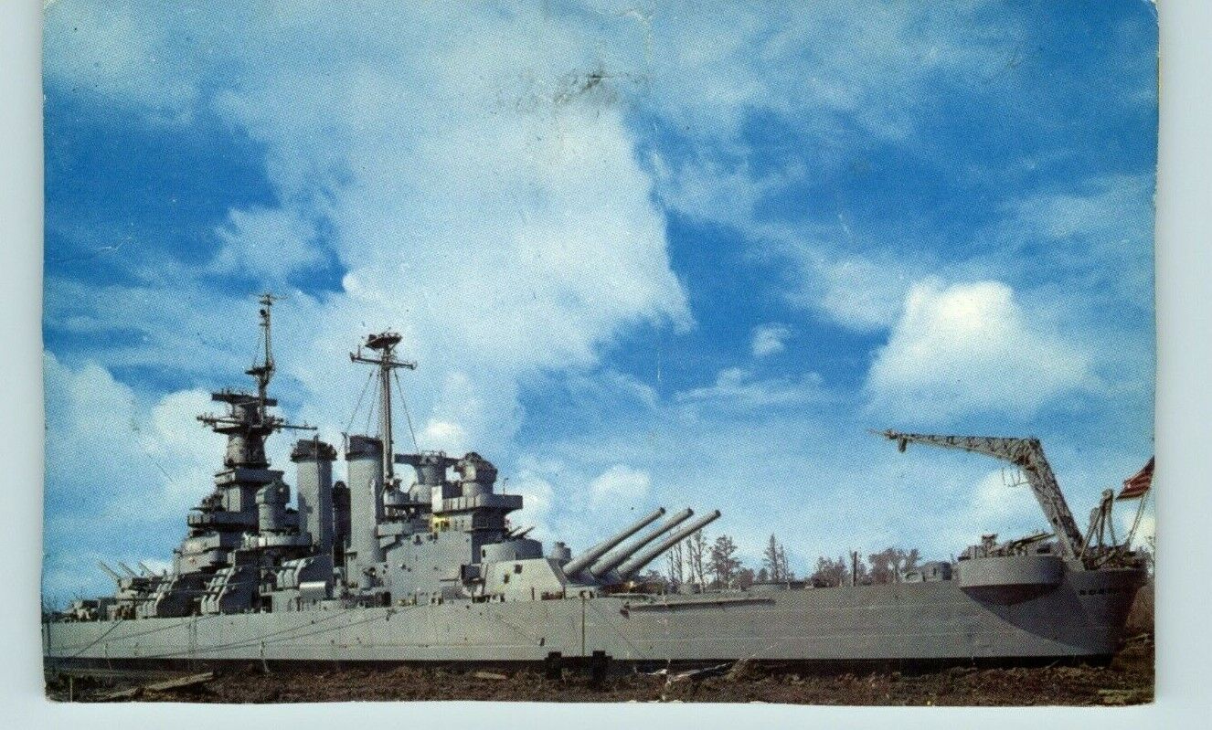 U.S.S North Carolina battleship World War II Moored at Wilmington N.C Postcard 