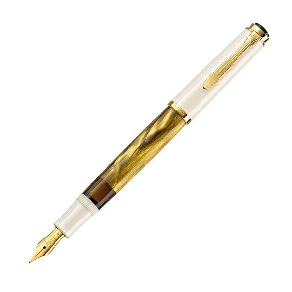 [B nib] Pelican M200 Fountain Pen Gold Marble Classic Inhalation Type Broad New
