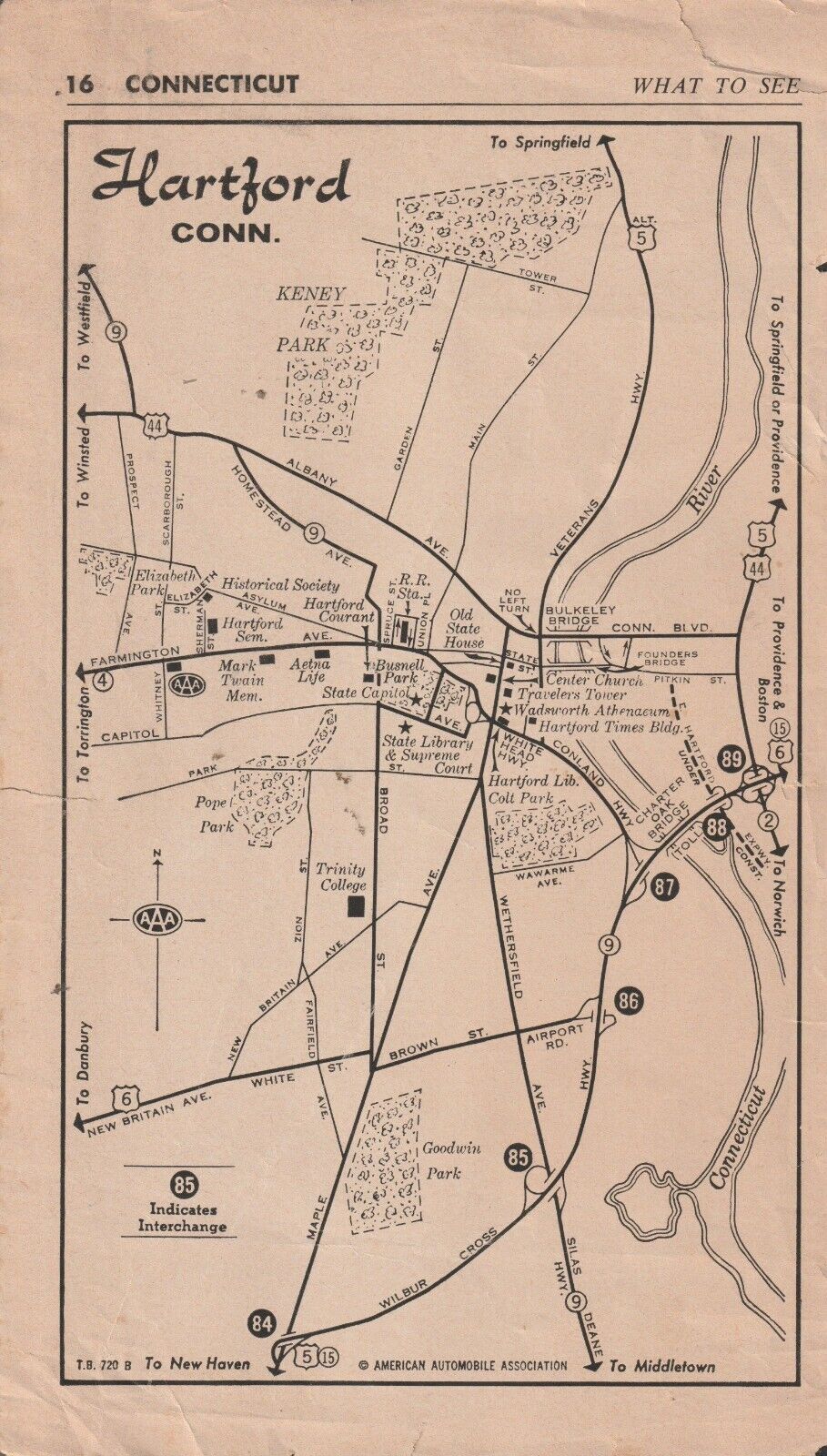 VINTAGE MAP OF HARTFORD, CT