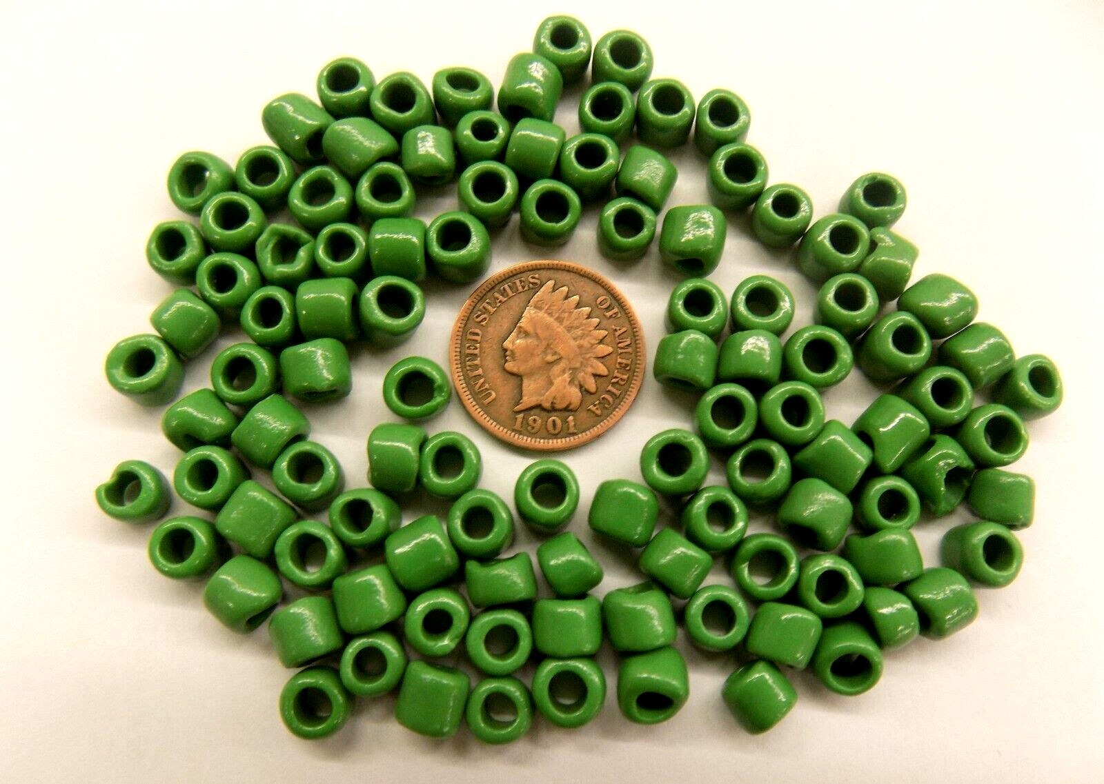 100 Original Mini Crow Arapaho Green Antique African Trade Beads  V 246