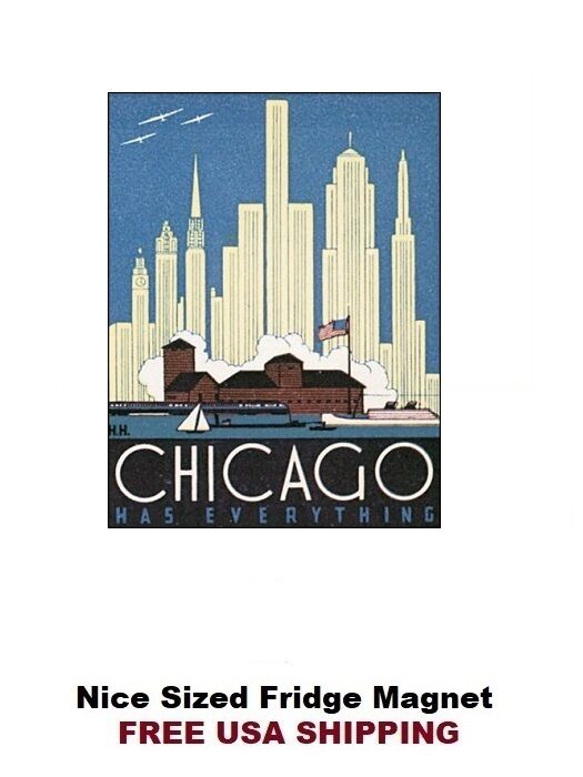 232 - Chicago Illinois Skyline Travel Refrigerator Fridge Magnet