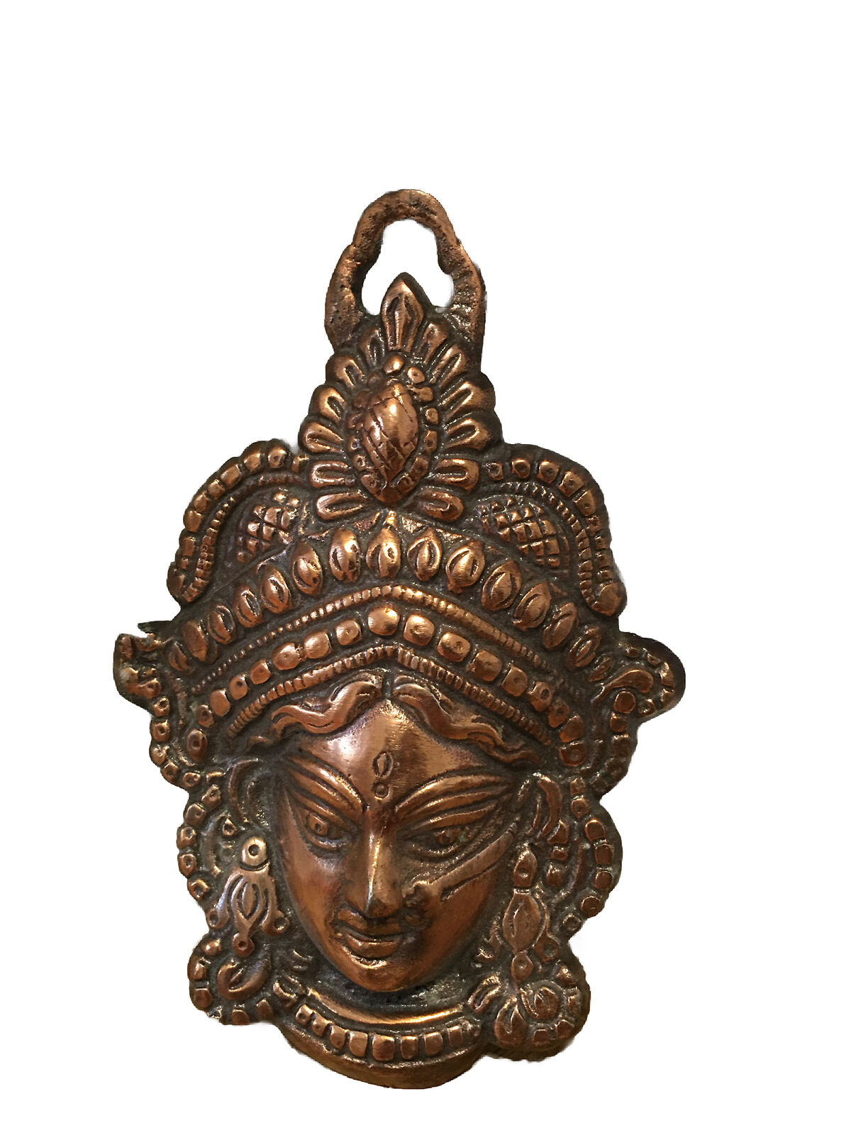 Vintage Goddess Kali Hindu God Deity Metal Wall Hanging Face Mask