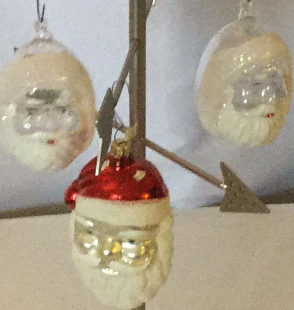 Set Of 3 Glass Santa Ornaments Made In Germany Christmas Decor