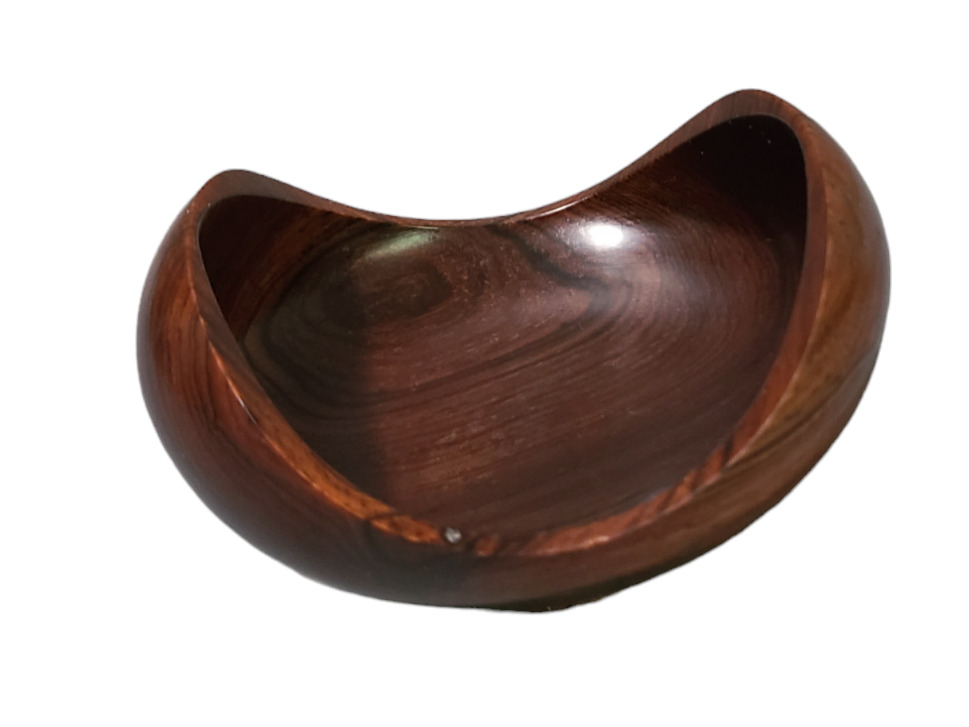 Vintage Mid-Century Denish Modern Rosewood Trinket Holder Bowl #E1