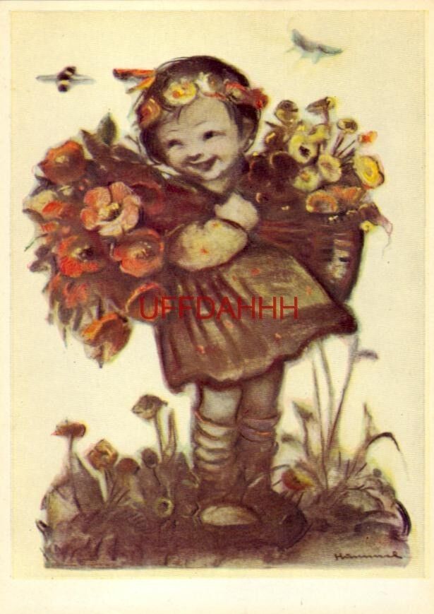 Continental-size HUMMEL - LITTLE GIRL WITH FLOWERS