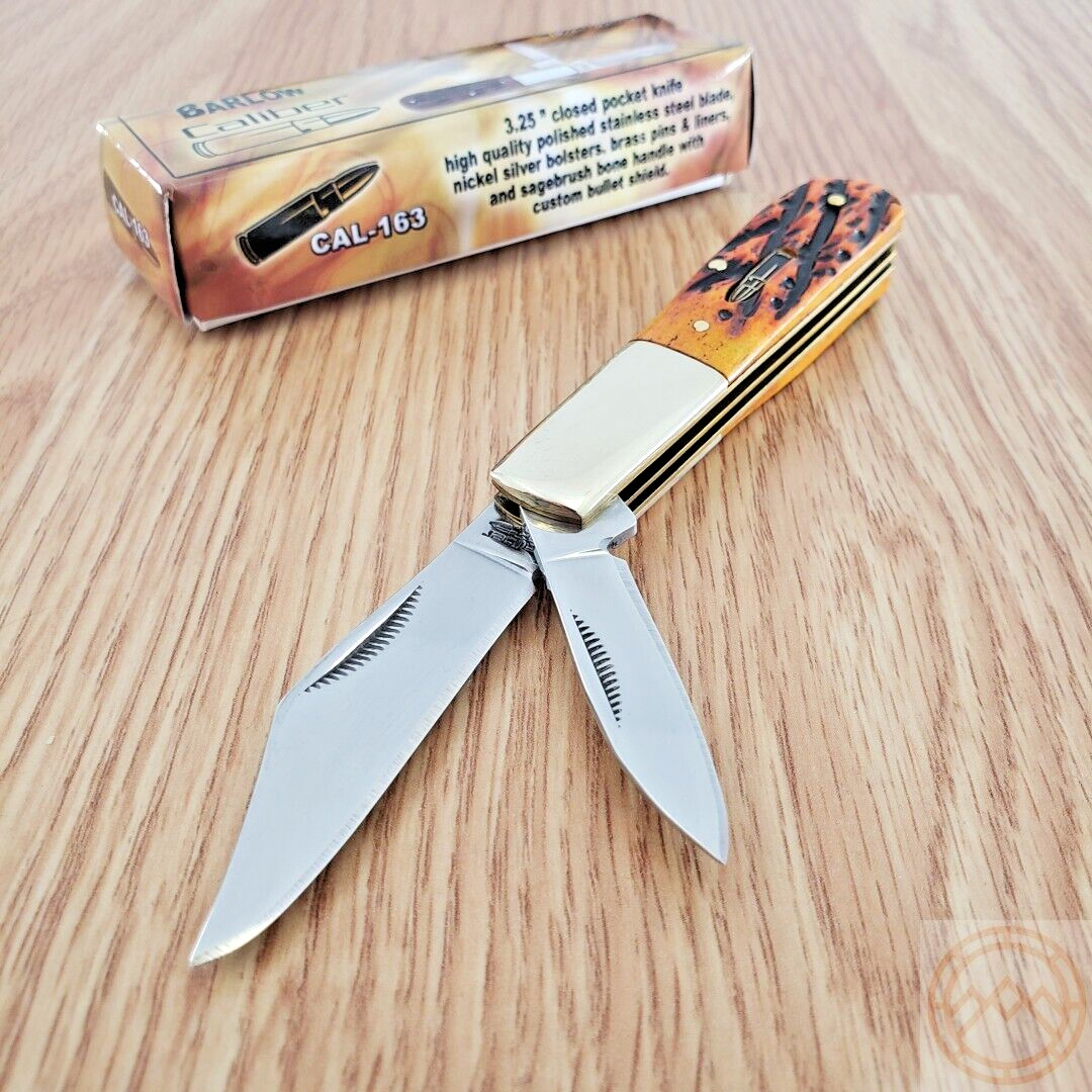 Frost Cutlery Barlow Pocket Knife Stainless Steel Blades Jigged Bone Handle
