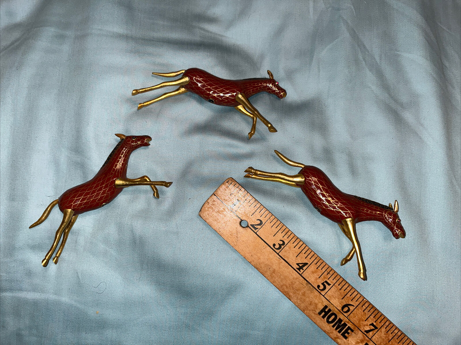 Miniature 5.25” Brown Cloisonné Enamel Horse Figurine with Bead Eyes
