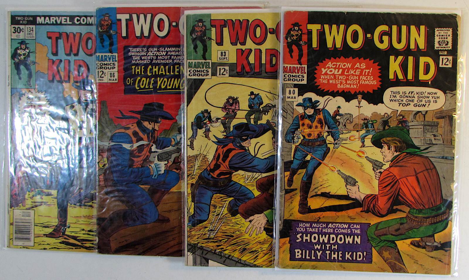 Two-Gun Kid Lot of 4 #80,83,86,134 Marvel Comics (1966) 1st Print Comic Books