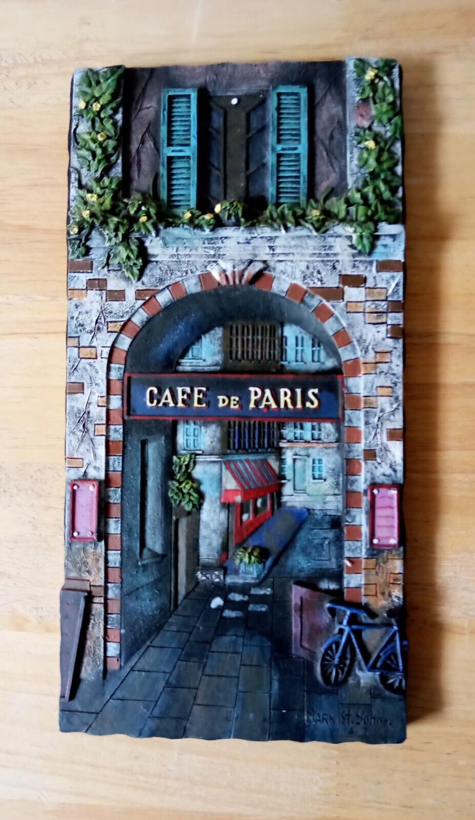3-D Mark St. John Cafe De Paris colorful wall hanging plaque 8\