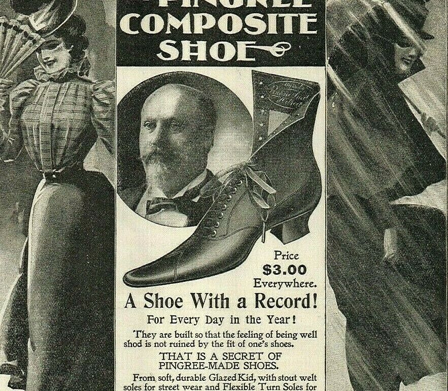 1898 Victorian Lady Clothing Apparel Shoes Boots Parasol Cloak Fan PAPER AD 4036