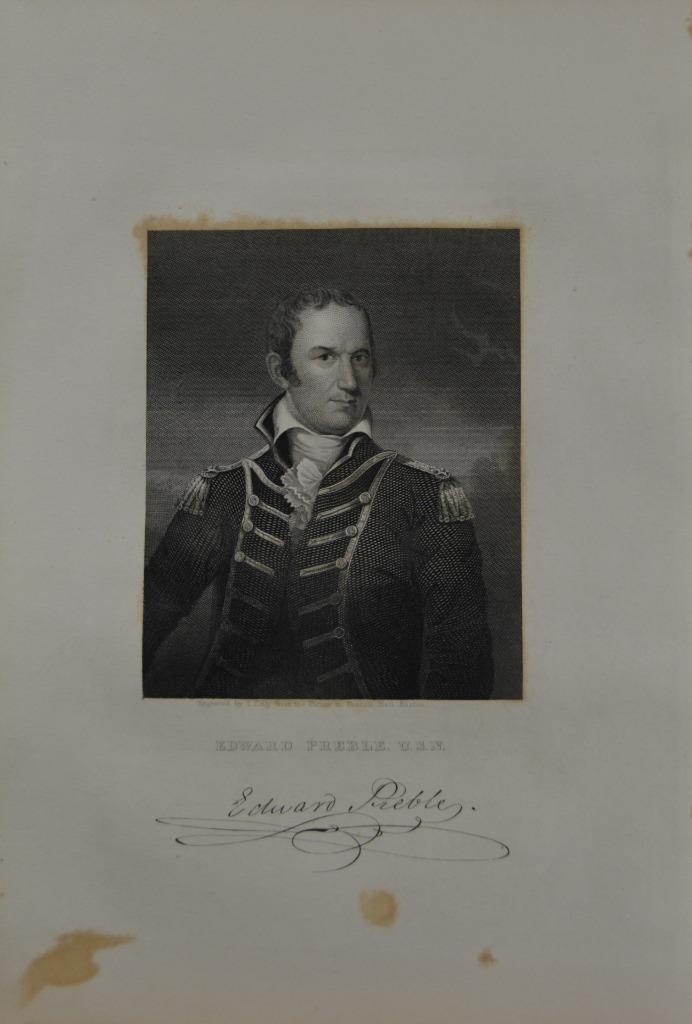 Antique United States Naval Commodore Edward Preble 1834 Engraving Art