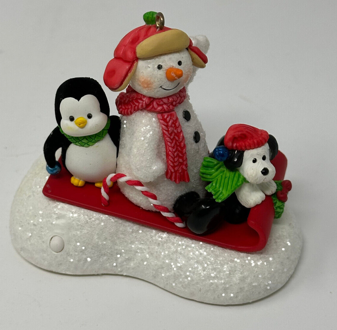 Hallmark Keepsake Christmas Ornament 2008 Snow What Fun Sledders Snowman Penguin