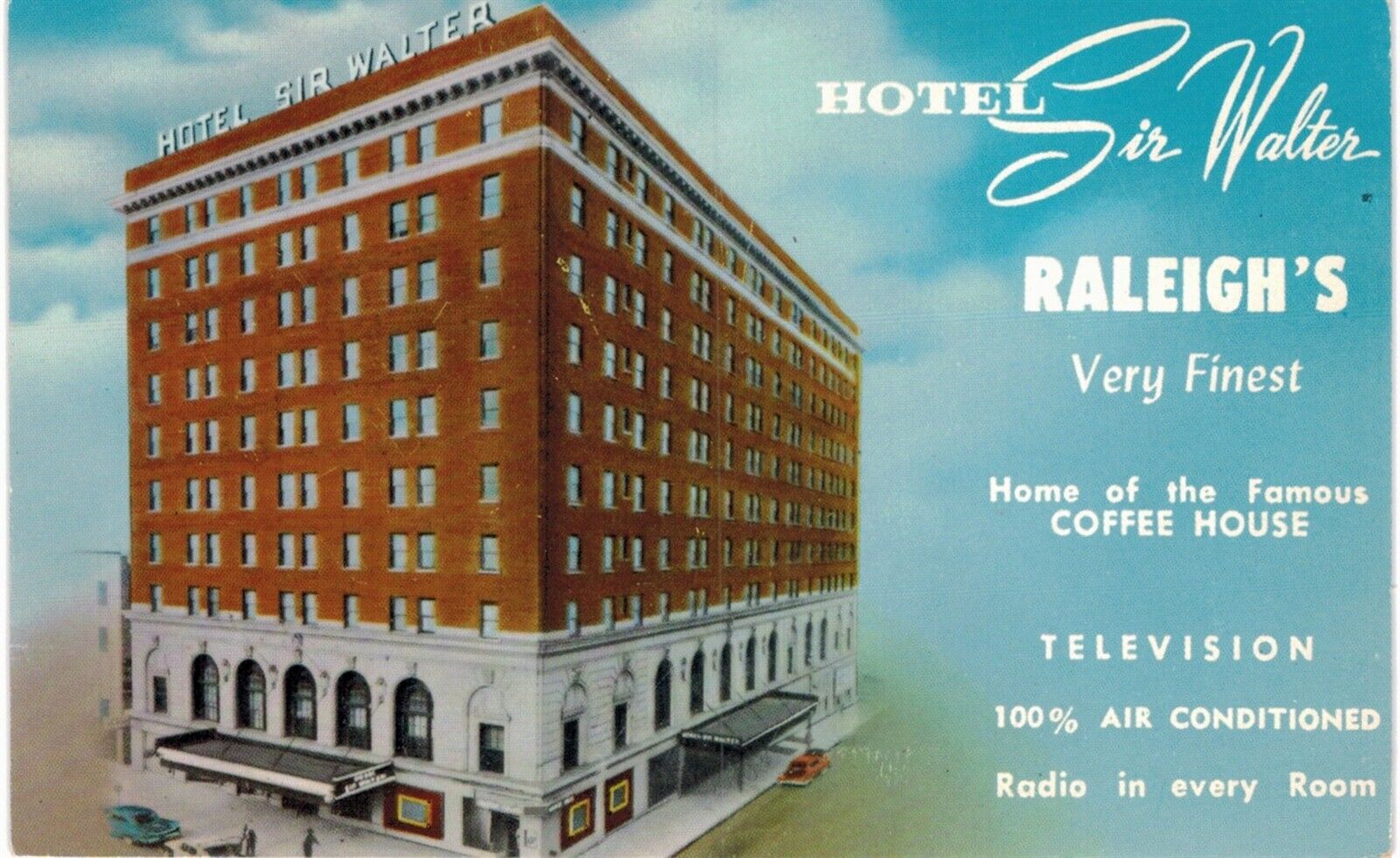 Raleigh Hotel Sir Walter Raleigh Buddenhagen Mgr 1960 NC 