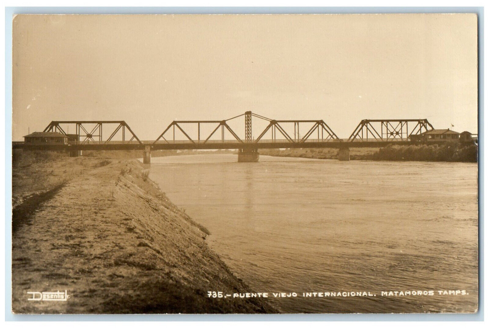 c1940's Old International Bridge Matamoros Mexico RPPC Photo Postcard