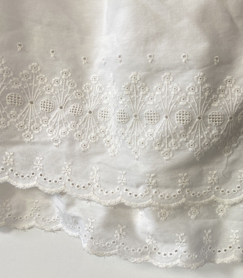 Antique Intricate Lace Textile Cotton Tablecloth Skirt Bedskirt 48x68 - 26 drop