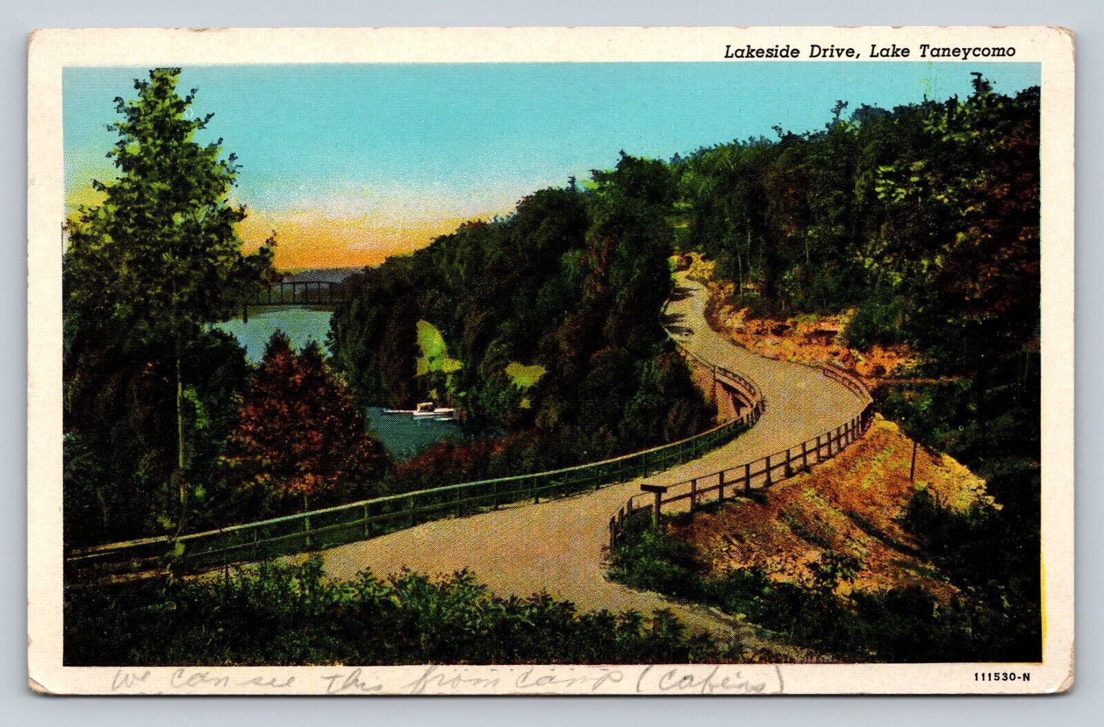 c1947 Lakeside Drive Lake Taneycomo VINTAGE Postcard