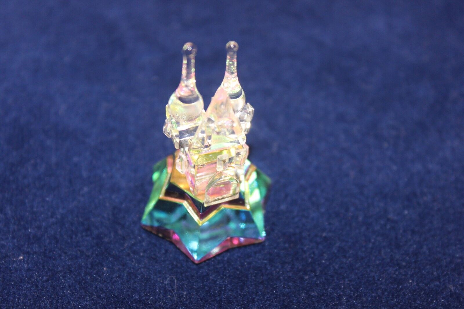 Beautiful Iris Arc Mini Crystal Castle with Iridescent Base, Stamped, 1-3/4\
