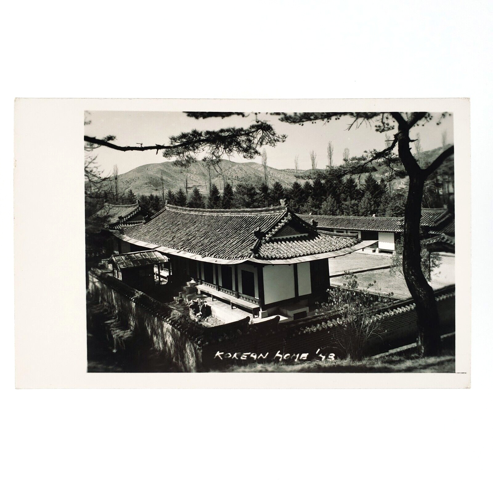 South Korean Home RPPC Postcard 1940s Asian House Estate Real Photo Card C3442
