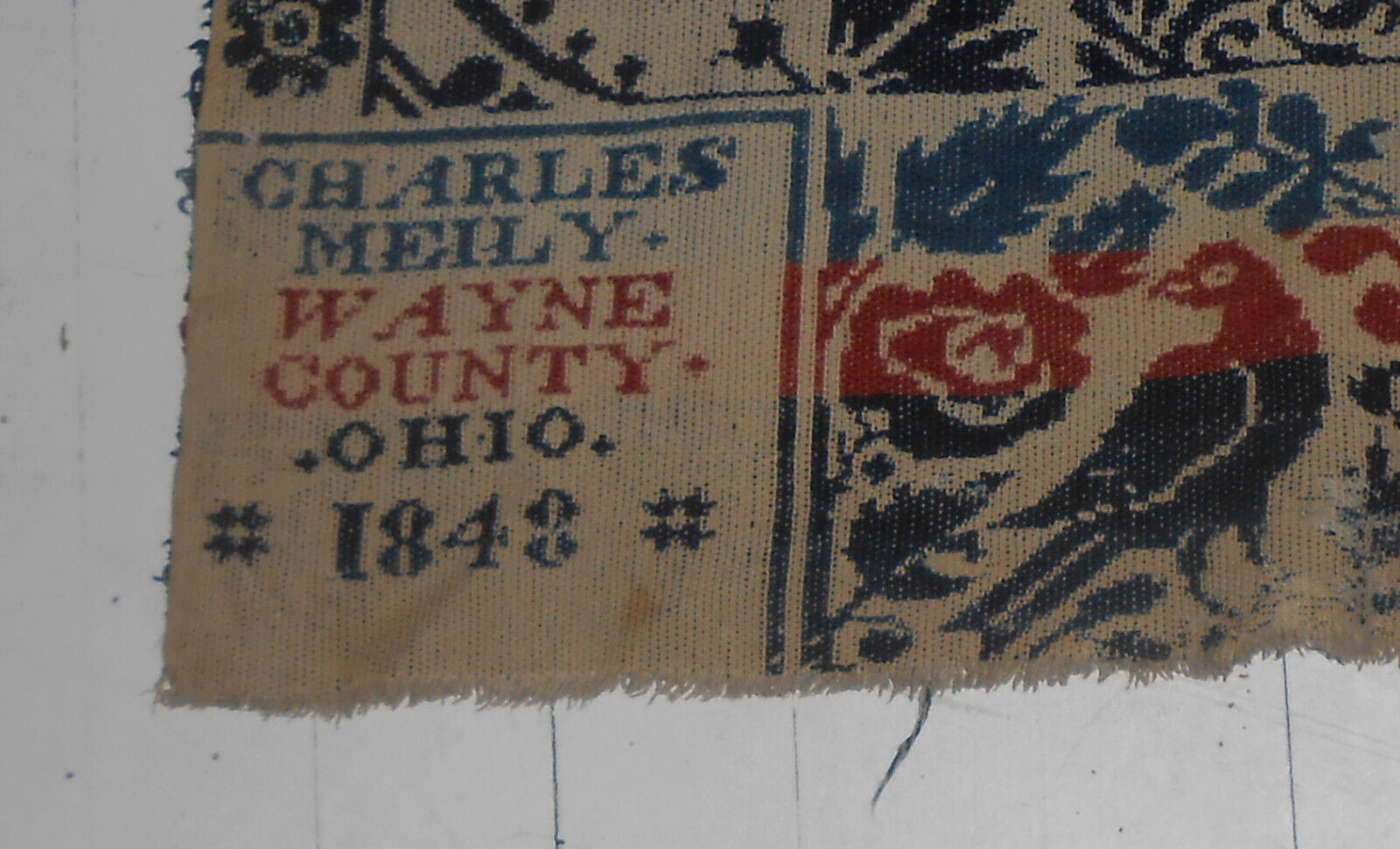 Antique 1840s Jacquard Coverlet ~ Charles Meily, Wayne Coounty Ohio ~ 64\