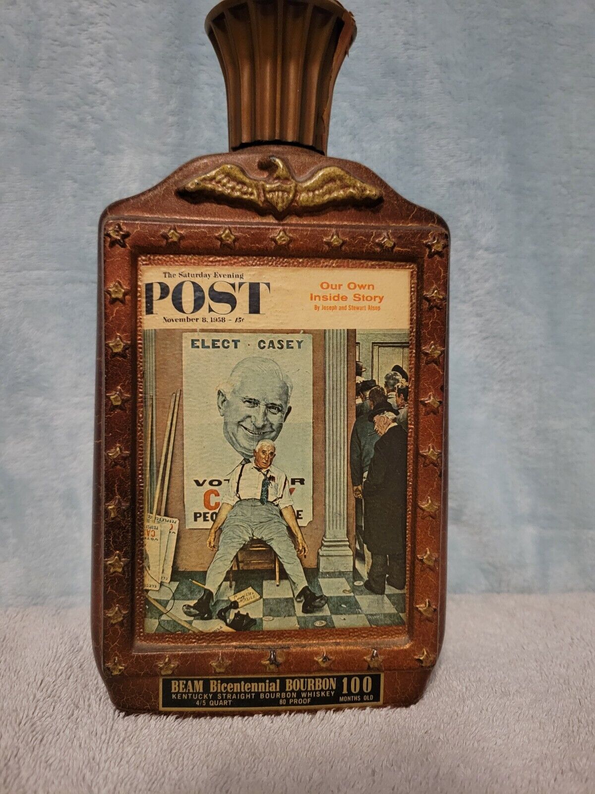Jim Beam Bicentennial Bourbon Decanter Saturday Evening Post Norman Rockwell