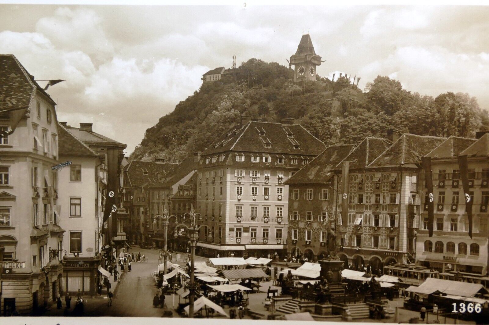 Graz. Schloßberg 1941 Austria  cityscape  Alps postcard  - unposted
