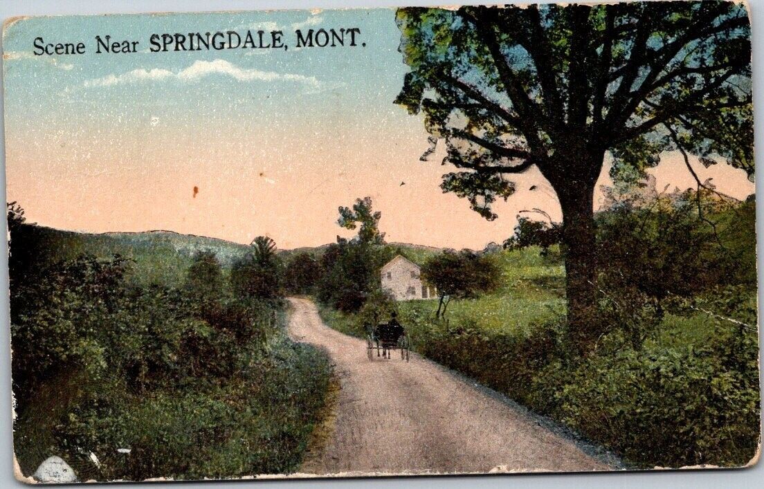 1915 Scene near SPRINGDALE MONTANA Antique Postcard B21